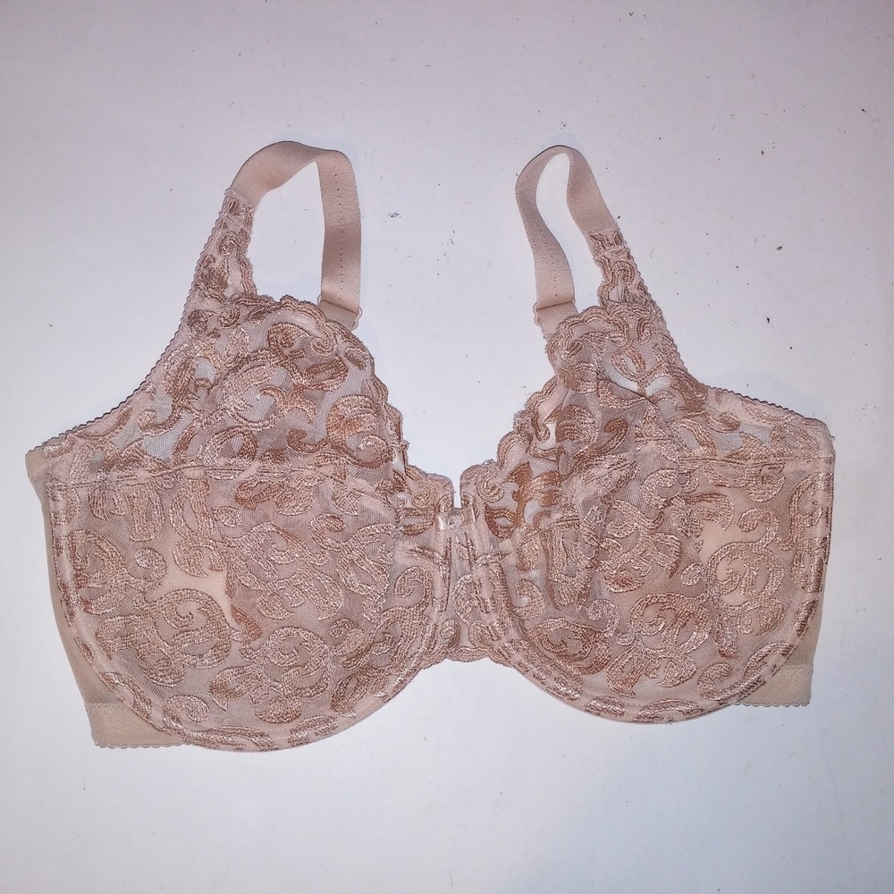 Wacoal Bra 36DDD Unlined Minimizer Beige Lace Underwire